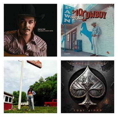 Picture: Album covers for Zach Top, Charley Crockett, Waxahatchee and Cody Jinks latest releases 